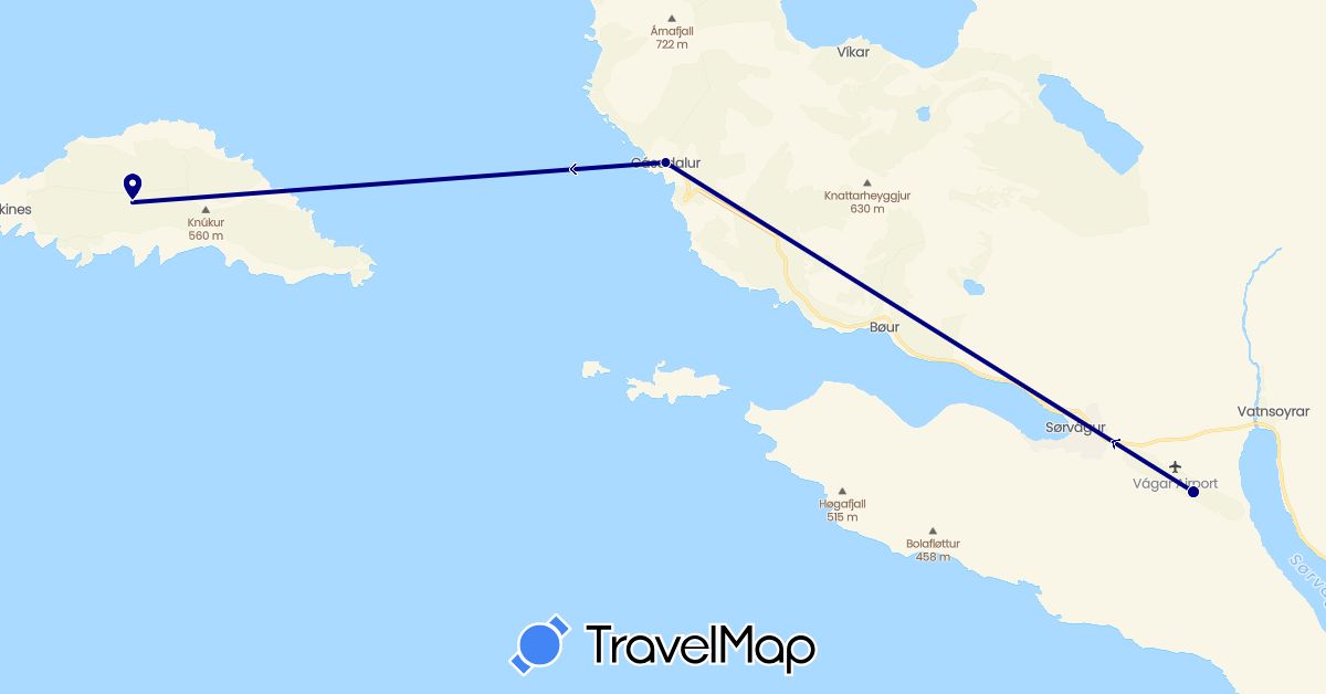 TravelMap itinerary: driving in Faroe Islands (Europe)